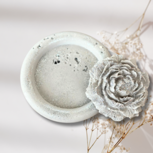 Διακοσμητικό πιατάκι με τριαντάφυλλο αρωματικό - Silver - διακοσμητικά, γύψος - 5
