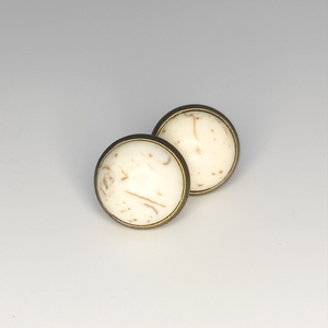 Καρφωτά μπρονζέ σκουλαρίκια με χαολίτη (Howlite). - ημιπολύτιμες πέτρες, χαολίτης, μικρά, μπρούντζος, φθηνά - 2