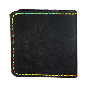Γυναικείο χειροποίητο δερμάτινο πορτοφόλι Toya μαύρο με πολύχρωμη κλωστή - δέρμα, πορτοφόλια - 2