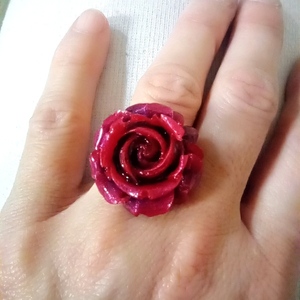 Δαχτυλίδι τριαντάφυλλο από υγρό γυαλί. - μπρούντζος, μεγάλα, δώρα γενεθλίων, αυξομειούμενα, δώρα για γυναίκες - 4