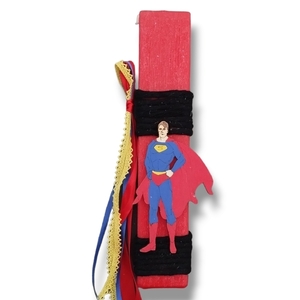 Superman- Χειροποίητη Πασχαλινή Αρωματική λαμπάδα 26 εκ. - αγόρι, λαμπάδες, για παιδιά, ήρωες κινουμένων σχεδίων - 3