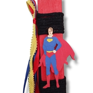Superman- Χειροποίητη Πασχαλινή Αρωματική λαμπάδα 26 εκ. - αγόρι, λαμπάδες, για παιδιά, ήρωες κινουμένων σχεδίων - 2