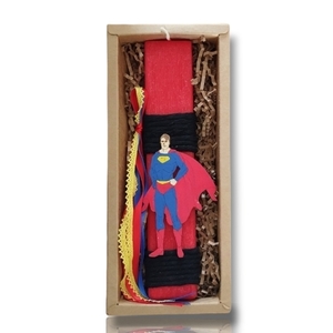 Superman- Χειροποίητη Πασχαλινή Αρωματική λαμπάδα 26 εκ. - αγόρι, λαμπάδες, για παιδιά, ήρωες κινουμένων σχεδίων - 4
