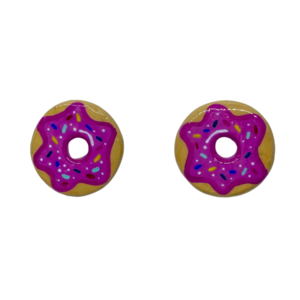 “Donuts” Earrings - Χειροποίητα σκουλαρίκια από πηλό ζωγραφισμένα στο χέρι (2,5 εκ. διάμετρος, ανοξείδωτο υποαλλεργικό ατσάλι, πηλός, στρογγυλά) - πηλός, μικρά
