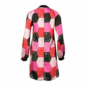PENNY DRESS-Mίνι Σατέν Eμπριμέ Φόρεμα με Φιόγκο στον Λαιμό (Μannequini Pink) - mini - 4