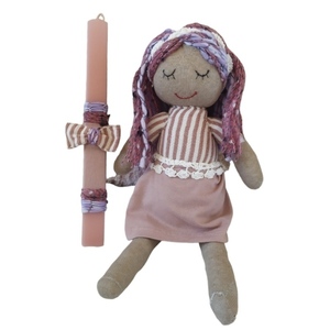 Λαμπάδα με χειροποίητη κούκλα 41 cm - κορίτσι, λαμπάδες, λούτρινα, για παιδιά, κούκλες