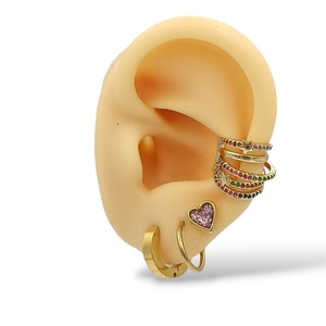 Πολύσειρο Ear Cuff "Πολύχρωμη λάμψη" - στρας, επιχρυσωμένα, ορείχαλκος, ear cuffs, boho - 2