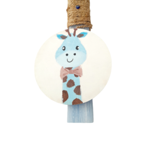 Χειροποίητη αρωματική λαμπάδα, γαλάζια 30 εκ. με ξύλινο καδράκι - αγόρι, λαμπάδες, για παιδιά, ζωάκια - 2