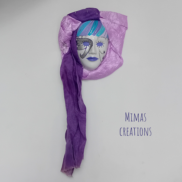 Πορσελάνινη μάσκα τοίχου Purple umbrella - διακοσμητικά, πίνακες ζωγραφικής - 2