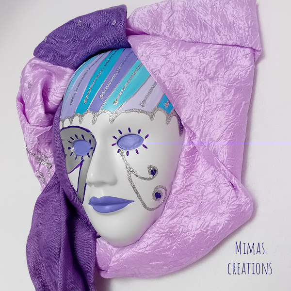 Πορσελάνινη μάσκα τοίχου Purple umbrella - διακοσμητικά, πίνακες ζωγραφικής - 3