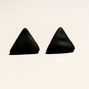 Τρίγωνα χειροποίητα σκουλαρίκια - πηλός, μικρά, φθηνά - 2