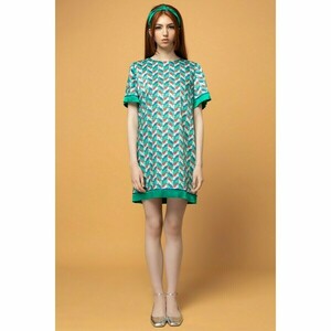 SHEILA DRESS-Μίνι Μεταξένιο Κοντομάνικο Εμπριμέ Φόρεμα - πολυεστέρας, mini