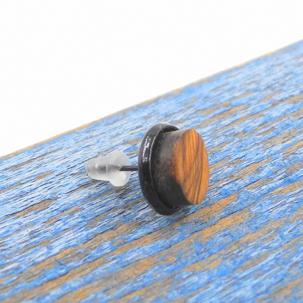 Σκουλαρίκι ανδρικό αυτιού χειροποίητο μοναδικό απο ξύλο ελιάς_023 , Ø 0,9 εκ. - ξύλο, minimal, καρφωτά - 3