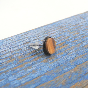 Σκουλαρίκι ανδρικό αυτιού χειροποίητο μοναδικό απο ξύλο ελιάς_029 , Ø 0,9 εκ. - ξύλο, minimal, καρφωτά - 3