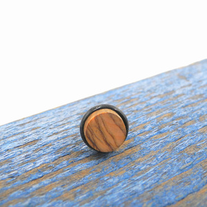 Σκουλαρίκι ανδρικό αυτιού χειροποίητο μοναδικό απο ξύλο ελιάς_027 , Ø 0,9 εκ. - ξύλο, minimal, καρφωτά - 3