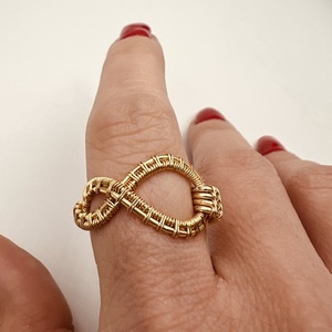 Επίχρυσο Δαχτυλίδι Infinity Weave - επιχρυσωμένα, ορείχαλκος, άπειρο, σταθερά, για γάμο - 3