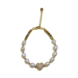 Love pearls - ημιπολύτιμες πέτρες, μαργαριτάρι, καρδιά, ατσάλι, αυξομειούμενα
