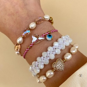 Love pearls - ημιπολύτιμες πέτρες, μαργαριτάρι, καρδιά, ατσάλι, αυξομειούμενα - 4