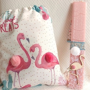 Χειροποίητη Πασχαλινή λαμπάδα με σακίδιο πλάτης "Flamingo" - κορίτσι, λαμπάδες, σετ, flamingos, για παιδιά