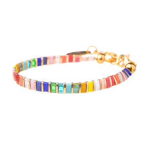 Miyuki Tila βραχιόλι - Χρωματιστό | The Gem Stories Jewelry - γυαλί, επιχρυσωμένα, ατσάλι, χεριού, αυξομειούμενα