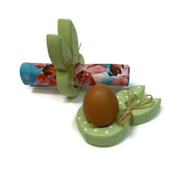 Ξύλινη Βάση Λαγός για Αυγό η Χαρτοπετσέτες ....11χ7 εκ. σε απαλο Πράσινο χρωμα. Χειροποίητο Διακοσμητικό - ξύλο, διακοσμητικά, πασχαλινά αυγά διακοσμητικά, πασχαλινά δώρα, ζωάκια - 2