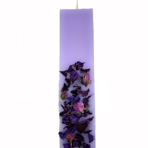 Χειροποίητη αρωματική λαμπάδα πλακέ με αποξηραμένα λουλούδια - λουλούδια, λαμπάδες, για ενήλικες, πάσχα 2022
