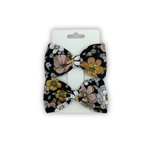 Floral obsession mini bow set - ύφασμα, φιόγκος, για τα μαλλιά, hair clips