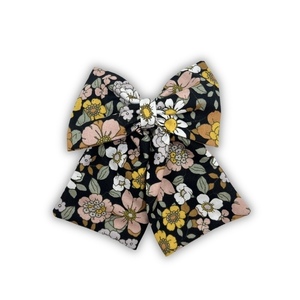 Floral obsession cotton bow - ύφασμα, φιόγκος, για τα μαλλιά, hair clips