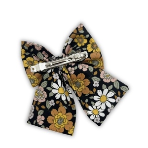 Floral obsession cotton bow - ύφασμα, φιόγκος, για τα μαλλιά, hair clips - 3
