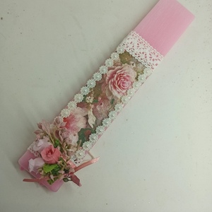 Λαμπάδα αρωματικη σαγρε 25εκ με ροζ λουλούδια - κορίτσι, λουλούδια, λαμπάδες, για ενήλικες, για εφήβους - 2