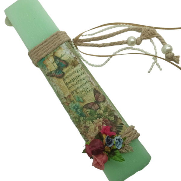 Λαμπάδα αρωματικη σαγρε 25εκ με πεταλουδες - κορίτσι, λουλούδια, λαμπάδες, για ενήλικες, για εφήβους