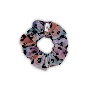 Tie-dye leopard scrunchie - ύφασμα, για τα μαλλιά, λαστιχάκια μαλλιών