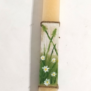 Χειροποιήτη,αρωματική λαμπάδα,ζωγραφισμένη στο χέρι με διακοσμητικό κουνελάκι από σπάγγο - λουλούδια, λαμπάδες, για παιδιά, πρώτο Πάσχα, ζωάκια - 4