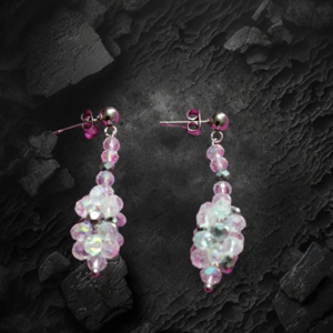 Handmade earrings drop crystal - γυαλί, δάκρυ, χάντρες, μακριά, ατσάλι - 2