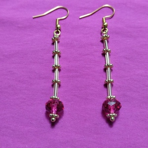 Handmade earrings crystalglass - swarovski, μακριά, ατσάλι, μεγάλα, γάντζος - 3