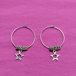 Handmade earrings stainless steel - γυαλί, αστέρι, χάντρες, μικρά, ατσάλι - 3