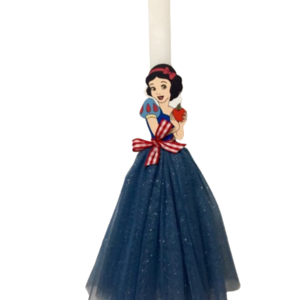 Λαμπάδα με χαρακτήρα παραμυθιού - Χιονάτη- μαγνητάκι με μπλέ φόρεμα - κορίτσι, λαμπάδες, για παιδιά, πριγκίπισσες - 3