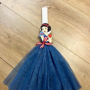 Λαμπάδα με χαρακτήρα παραμυθιού - Χιονάτη- μαγνητάκι με μπλέ φόρεμα - κορίτσι, λαμπάδες, για παιδιά, πριγκίπισσες - 4