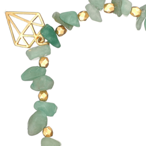 Βραχιόλι από Αβεντουρίνη με στοιχείο Διαμάντι | The Gem Stories Jewelry - ασήμι, ημιπολύτιμες πέτρες, επιχρυσωμένα, χεριού, αυξομειούμενα - 2