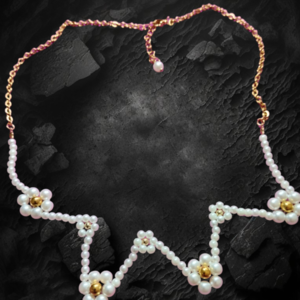 Necklace stainless steel perles!!!!!!! - γυαλί, χάντρες, λουλούδι, ατσάλι, πέρλες - 2