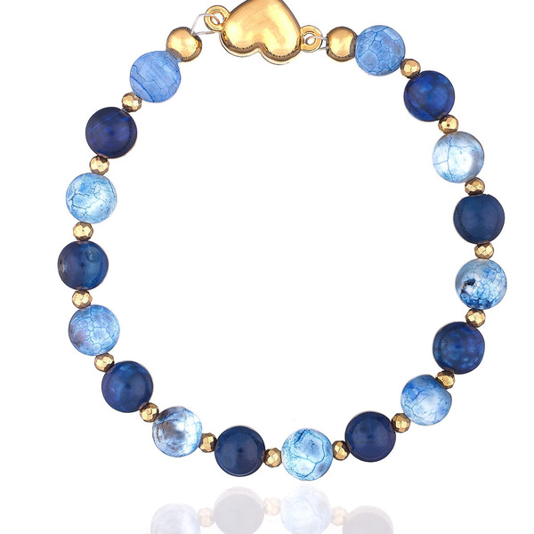 Βραχιόλι με Μπλε Αχάτη| The Gem Stories Jewelry - ασήμι, ημιπολύτιμες πέτρες, επιχρυσωμένα, χεριού, αυξομειούμενα