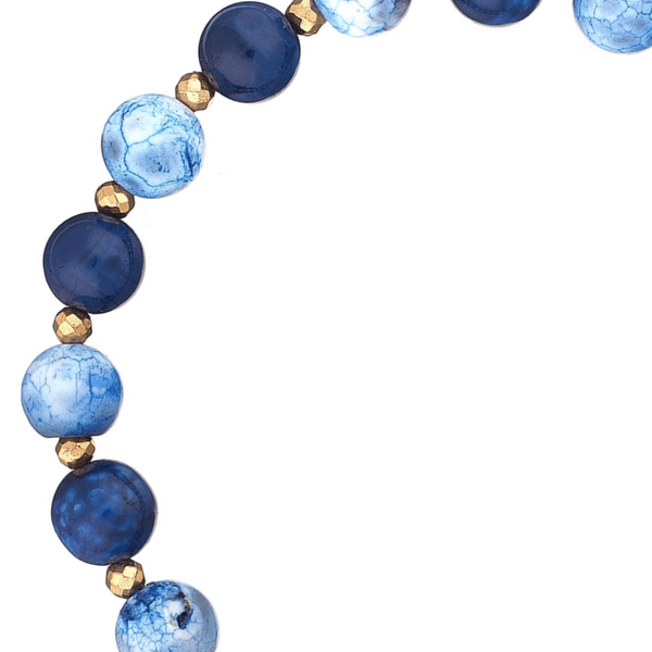 Βραχιόλι με Μπλε Αχάτη| The Gem Stories Jewelry - ασήμι, ημιπολύτιμες πέτρες, επιχρυσωμένα, χεριού, αυξομειούμενα - 2