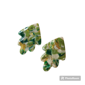 Καρφωτά σκουλαρίκια πολυμερικού πηλού πράσινα. - γυαλί, πηλός, καρφωτά, ατσάλι, μεγάλα