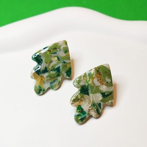 Καρφωτά σκουλαρίκια πολυμερικού πηλού πράσινα. - γυαλί, πηλός, καρφωτά, ατσάλι, μεγάλα - 2
