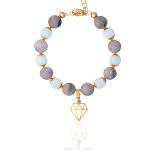 Βραχιόλι από Ιάσπη και Νεφερίτη με Στοιχείο Διαμαντιού | The Gem Stories Jewelry - ασήμι, ημιπολύτιμες πέτρες, επιχρυσωμένα, χεριού, αυξομειούμενα