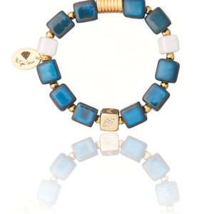 Κεραμικό Βραχιόλι σε Βαθύ Μπλε Χρώμα με Στοιχείο Κύβο | The Gem Stories Jewelry - ασήμι, ημιπολύτιμες πέτρες, επιχρυσωμένα, χεριού, αυξομειούμενα