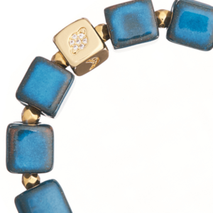 Κεραμικό Βραχιόλι σε Βαθύ Μπλε Χρώμα με Στοιχείο Κύβο | The Gem Stories Jewelry - ασήμι, ημιπολύτιμες πέτρες, επιχρυσωμένα, χεριού, αυξομειούμενα - 2