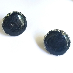 "Selina" καρφωτά μαύρα σκουλαρίκια από υγρό γυαλί - γυαλί, καρφωτά, μικρά, ατσάλι, φθηνά - 2