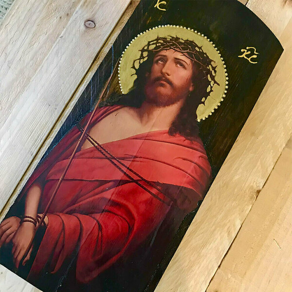 Ιησούς Χριστός Νυμφίος Χειροποίητη Εικόνα Σε Ξύλο 15x33cm - πίνακες & κάδρα, πίνακες ζωγραφικής - 4