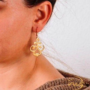 Χειροποίητα σκουλαρίκια ασημένια και επιχρυσωμένα σε μαροκινό σχέδιο . - επιχρυσωμένα, ασήμι 925, μεγάλα, γάντζος, δώρα για γυναίκες - 2